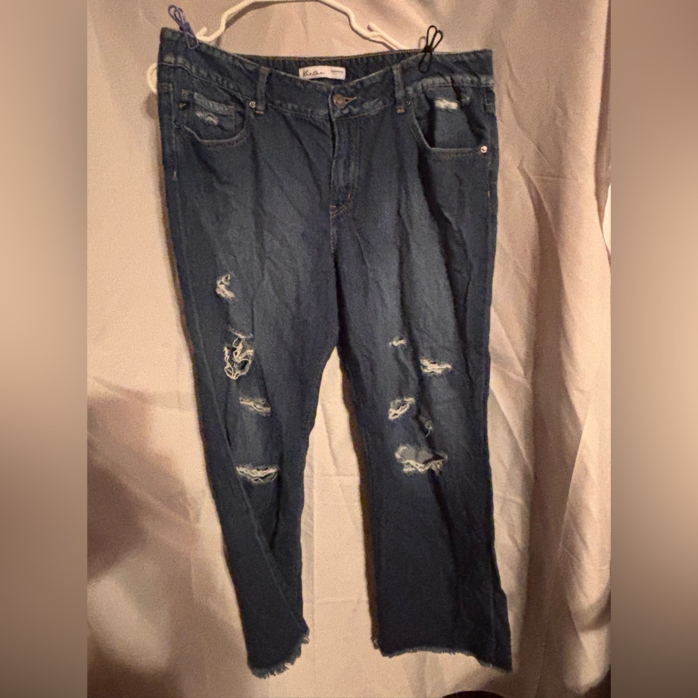 KanCan Dark Blue Distressed Boyfriend Jeans